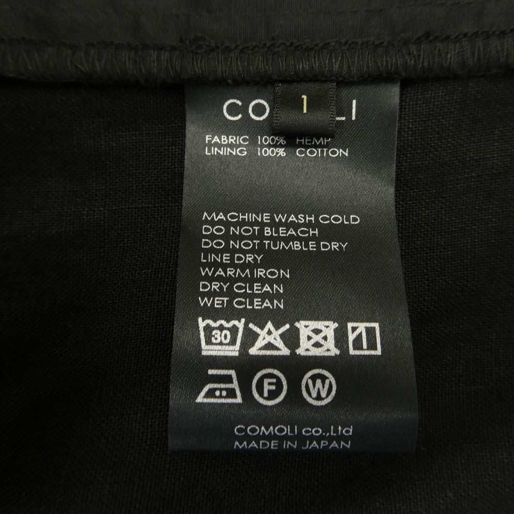 COMOLI コモリ 26SS D01-01009 カナパ ジップジャケット ブラック系 1【新古品】【未使用】【中古】