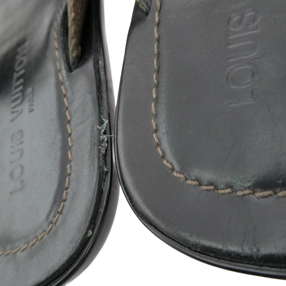 LOUIS VUITTON ルイ・ヴィトン FD0095 トング サンダル レザー ダークブラウン系 7.5【中古】