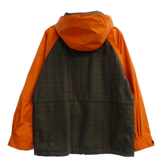 JUNYA WATANABE COMME des GARCONS ジュンヤワタナベコムデギャルソン 22aw WJ-J908 × THE NORTH FACE ウール エステル チェック ナイロン オックス ジャケット マウンテンパーカー オレンジ系 M【中古】