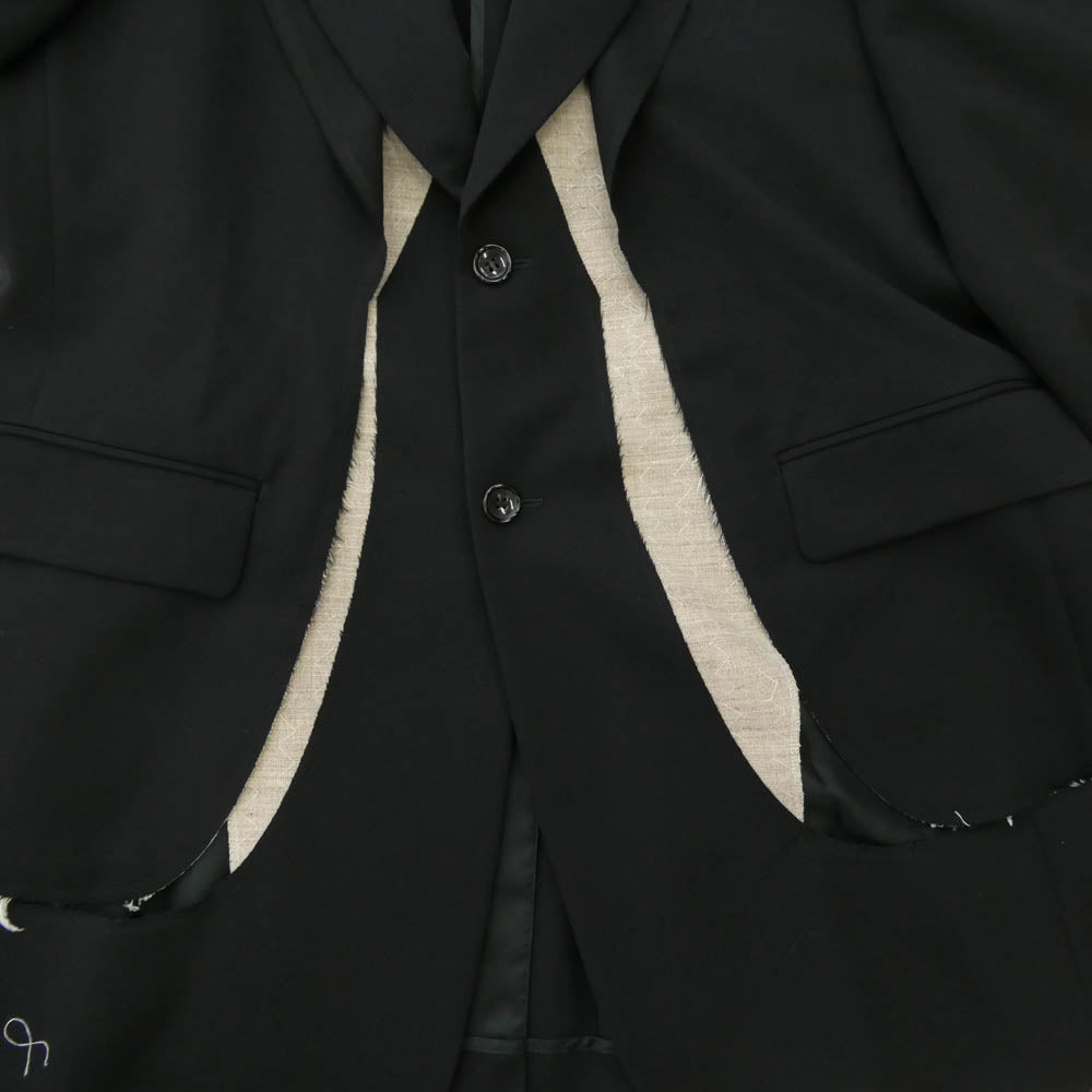 COMME des GARCONS HOMME PLUS コムデギャルソンオムプリュス 23SS PK-J050 NOTHER KIND OF PUNK期 Tailored Jacket フロント二重 レイヤードデザイン 裾切りっぱなし加工 テーラードジャケット ブラック系 M【中古】