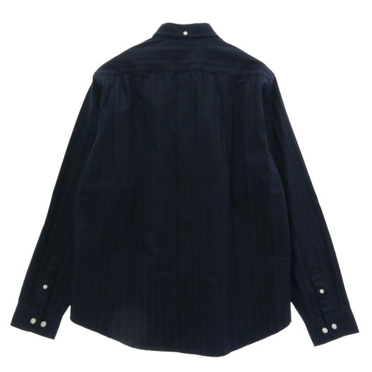 Supreme シュプリーム Jacquard Stripe Twill Shirt ジャカード ストライプ ツイル シャツ ネイビー系 L【美品】【中古】