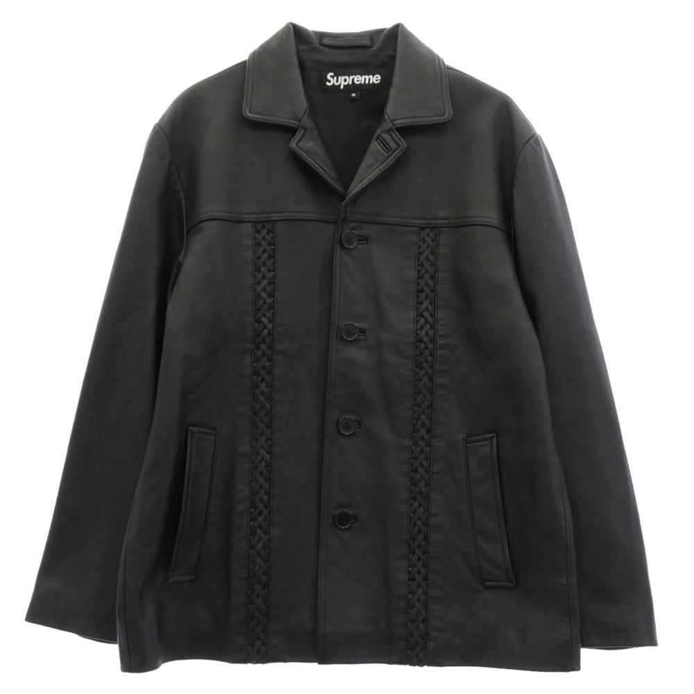 Supreme シュプリーム 21SS Braided Leather Overcoat ブレイデッド レザー オーバーコート ブラック系 M【中古】 Supreme シュプリーム 21SS Braided Leather Overcoat ブレイデッド