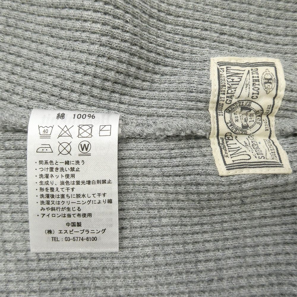 WAIPER ワイパー Healthknit ヘルスニット WPHK01 SUPER HEAVY WAFFLE L/S ヘビーサーマル ワッフル ヘンリーネックTシャツ RELAXED FIT グレー グレー系 M【美品】【中古】