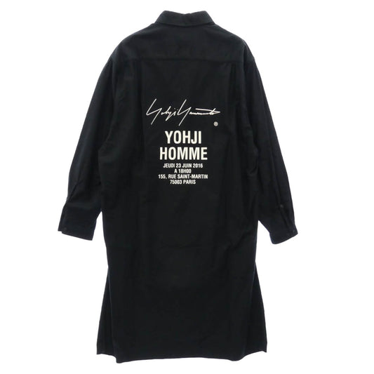 Yohji Yamamoto POUR HOMME ヨウジヤマモトプールオム 17SS HD-B99-999 スタッフシャツ バックプリント長袖シャツ ブラック系【中古】