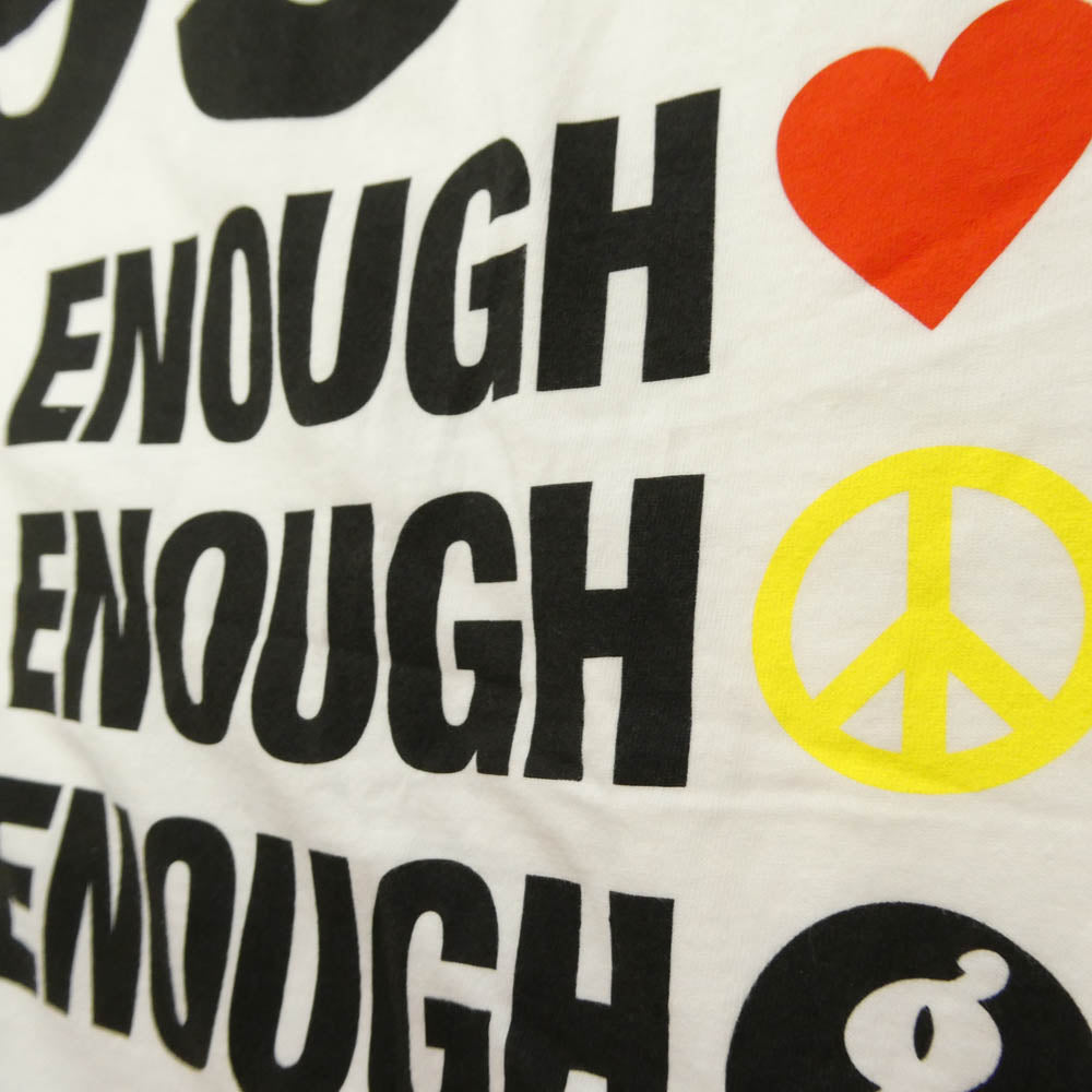 インフィニティ アーカイブ GOODENOUGH グッドイナフ FRAGMENT DESIGN フラグメントデザイン × GOODENOUGH × FRAGMENT DESIGN END RACISM TEE グッドイナフ フラグメント デザイン ロゴ プリント 半袖 Tシャツ ホワイト系 L【極上美品】【中古】