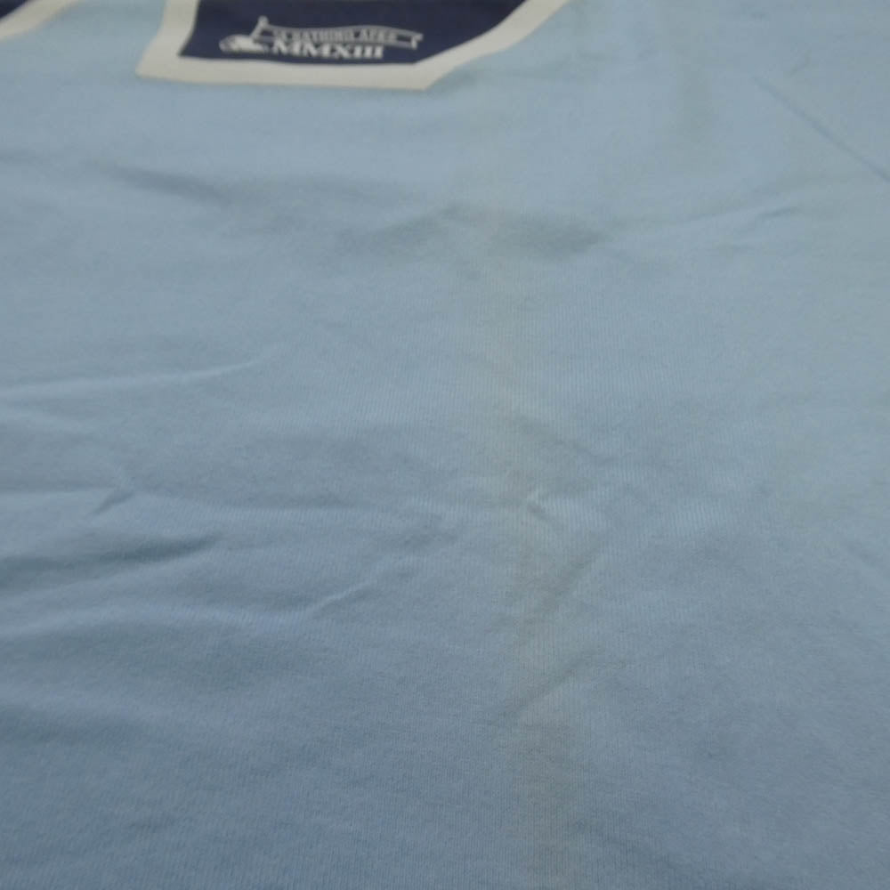 A BATHING APE アベイシングエイプ ナンバリング 93 ボーダー クルーネック 半袖 Tシャツ ライトブルー系 L【中古】