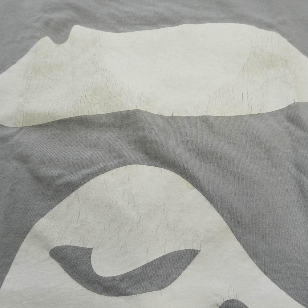 A BATHING APE アベイシングエイプ ビッグフェイス プリント クルーネック 半袖 Tシャツ グレー グレー系 M【中古】