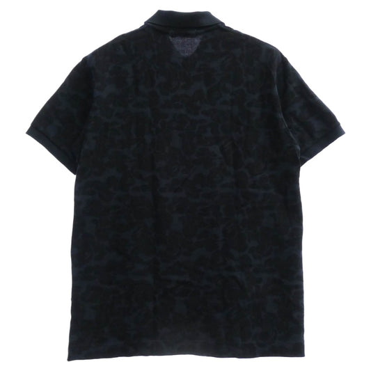 A BATHING APE アベイシングエイプ 猿カモ フェイスパッチ 半袖 ポロシャツ ネイビー系【中古】