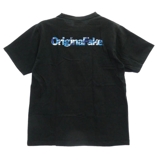 A BATHING APE アベイシングエイプ 猿カモ フェイスロゴプリント クルーネック 半袖 Tシャツ ブラック系 M【中古】