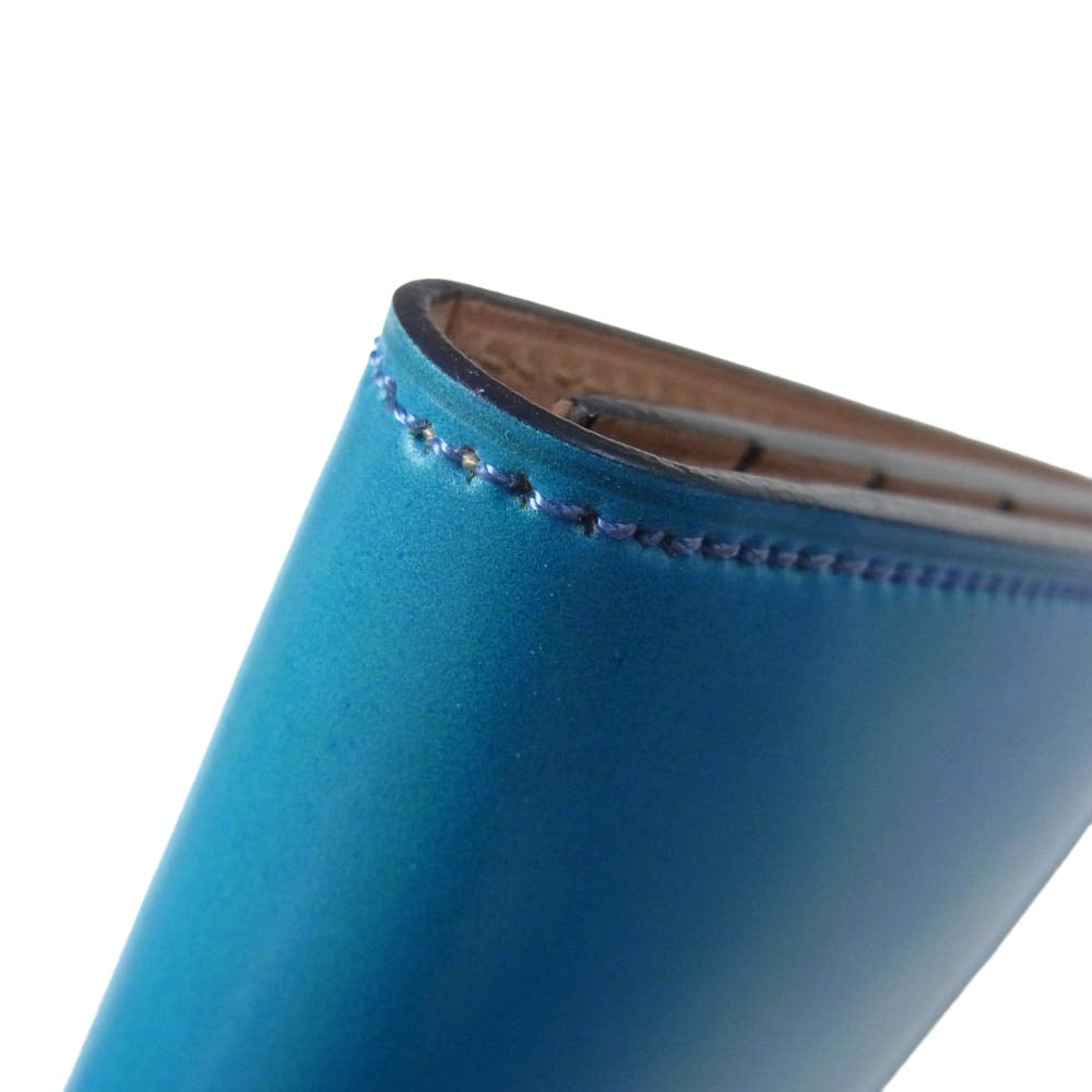 フラソリティ FM701 waterOil Cordovan Long Wallet 水染め ウォーターオイル コードバン ロングウォレット 長財布 ブルー系【極上美品】【中古】