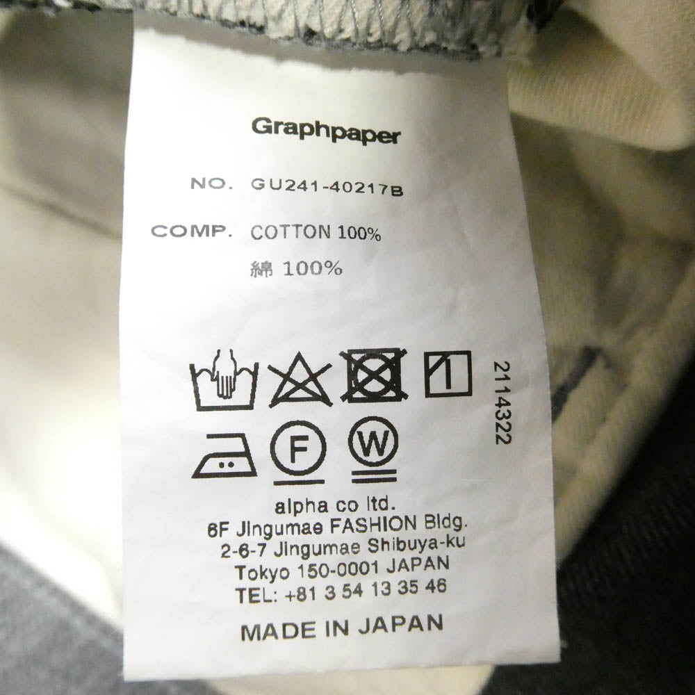 GRAPHPAPER グラフペーパー 24ss GU241-40217B Colorfast Denim Two Tuck Pants カラーファスト デニム 2タック パンツ グレー系 2【中古】
