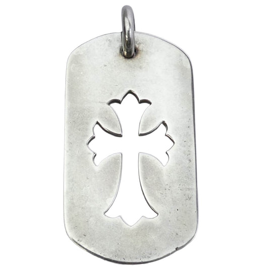 CHROME HEARTS クロムハーツ(原本無) オールド ラージドッグタグ カットアウトクロス ペンダントトップ シルバー系【中古】