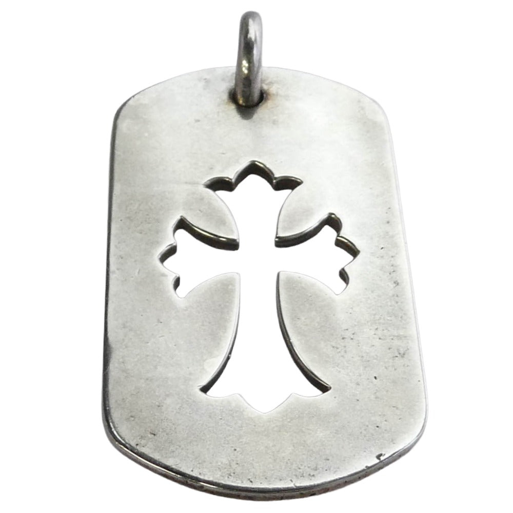 CHROME HEARTS クロムハーツ(原本無) オールド ラージドッグタグ カットアウトクロス ペンダントトップ シルバー系【中古】