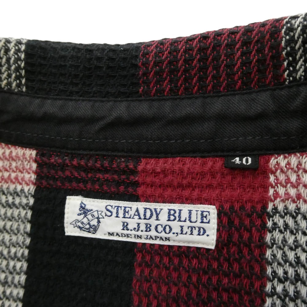 R.J.B アールジェイビー STEADY BLUE チェック 長袖 ネルシャツ エンジ系 40【中古】