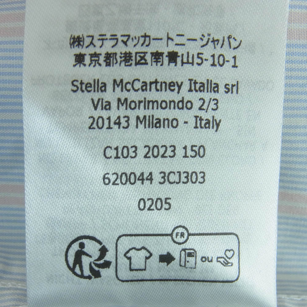 Stella McCartney ステラマッカートニー クレイジーパターン ストライプ 長袖 シャツ ライトブルー系 ホワイト系 42【美品】【中古】