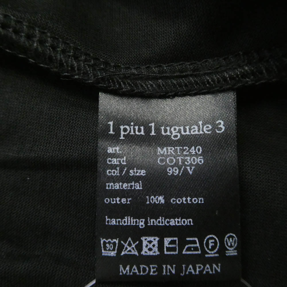 1piu1uguale3 ウノピュウノウグァーレトレ MRT240 COT306 本ライン 折り鶴ロゴ Vネック 半袖 Tシャツ カットソー ブラック系 5【中古】