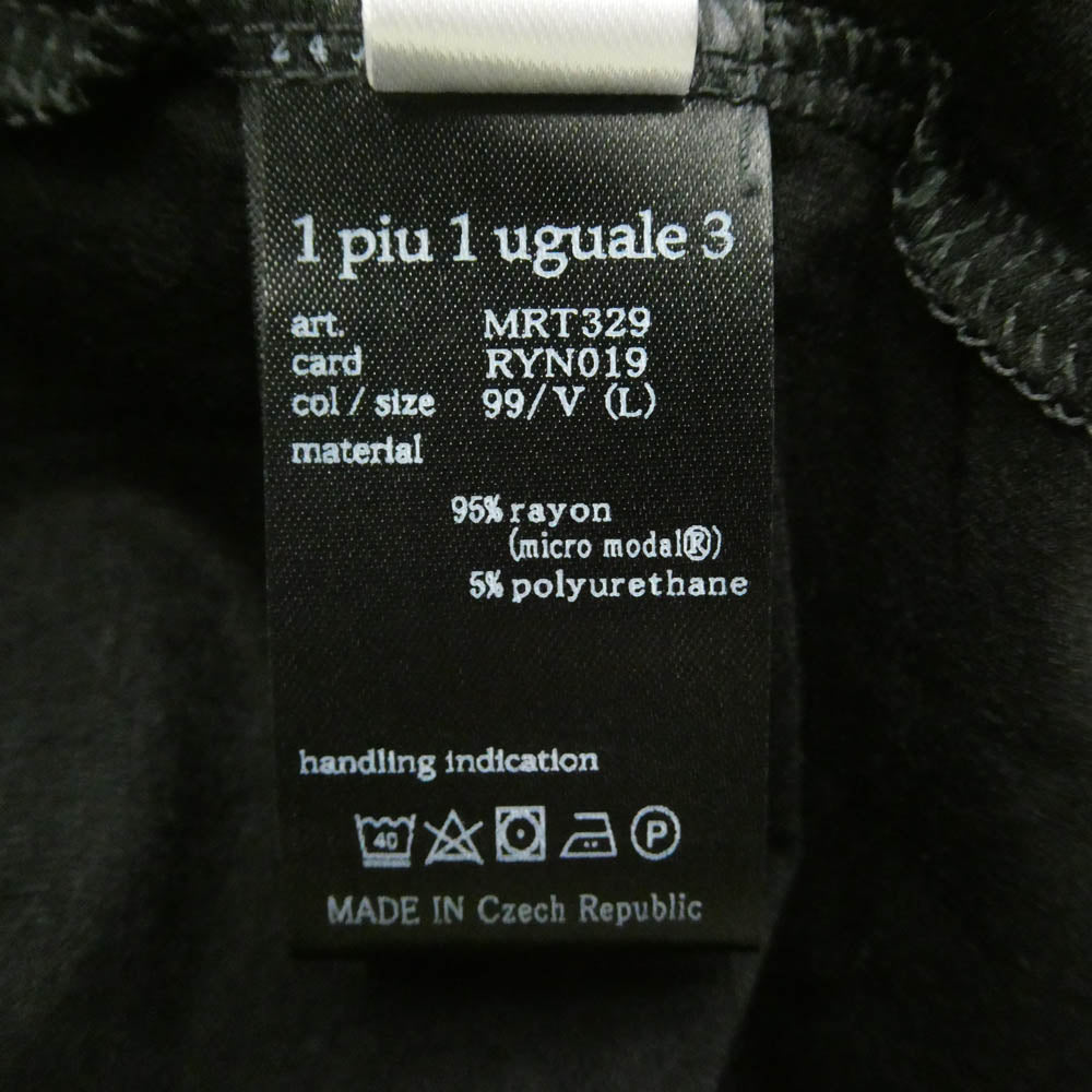 1piu1uguale3 ウノピュウノウグァーレトレ MRT329 RYN019 DEREK ROSE ラウンジウェアコレクション L/S HOODED TEE フーデッド カットソー 長袖 Tシャツ ブラック系 L【中古】