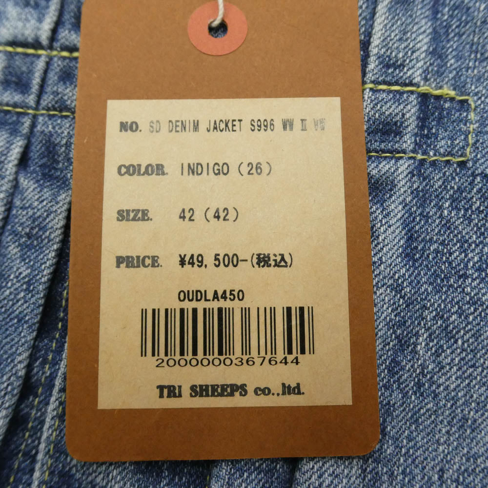 STANDARD CALIFORNIA スタンダードカリフォルニア 24SS OUDLA450 SD Denim Jacket S996 WWⅡ Vintage Wash ヴィンテージウォッシュ デニムジャケット インディゴブルー系 42【極上美品】【中古】