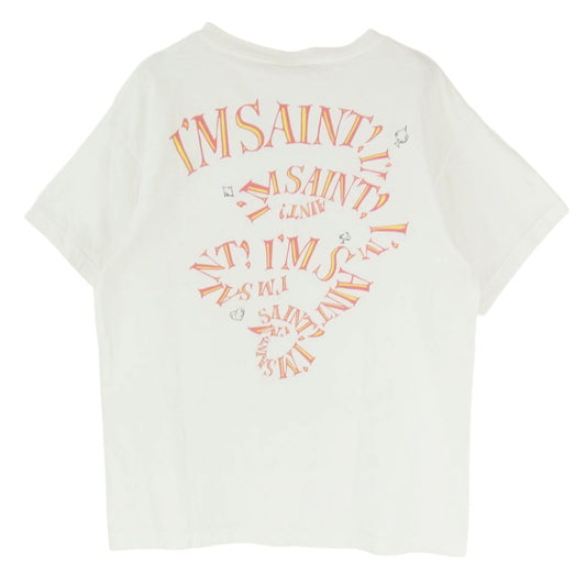 SAINT MICHAEL セントマイケル 23AW SM-A23-0000-C25 × Disney DSNY SS TEE MAD HATTER アリスインワンダーランド プリント コットン Tシャツ ホワイト系 L【中古】