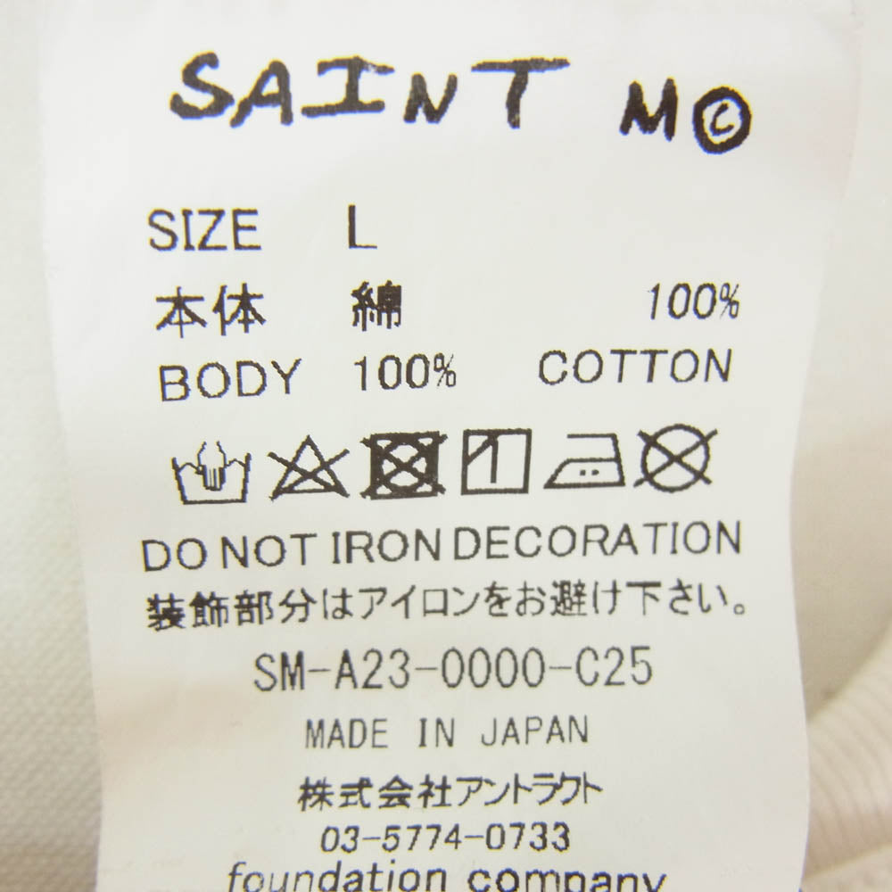 SAINT MICHAEL セントマイケル 23AW SM-A23-0000-C25 × Disney DSNY SS TEE MAD HATTER アリスインワンダーランド プリント コットン Tシャツ ホワイト系 L【中古】