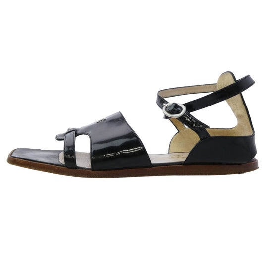 CHANEL シャネル ココマーク ストラップ フラット サンダル ブラック系 39【中古】