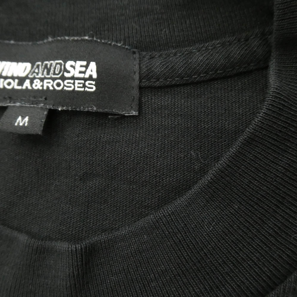WIND AND SEA ウィンダンシー WDS-VR-22A-02 × VIOLA&ROSES ロゴ プリント コットン 半袖 Tシャツ ブラック系 M【中古】