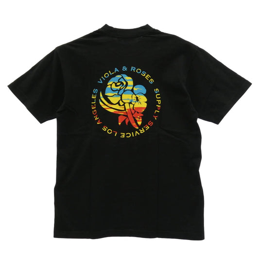 WIND AND SEA ウィンダンシー WDS-C-V/R-23-Q1-CS-01 VIOLA & ROSES ヴィオラアンドローゼス フラワープリント Tシャツ 半袖カットソー ブラック系 M【美品】【中古】
