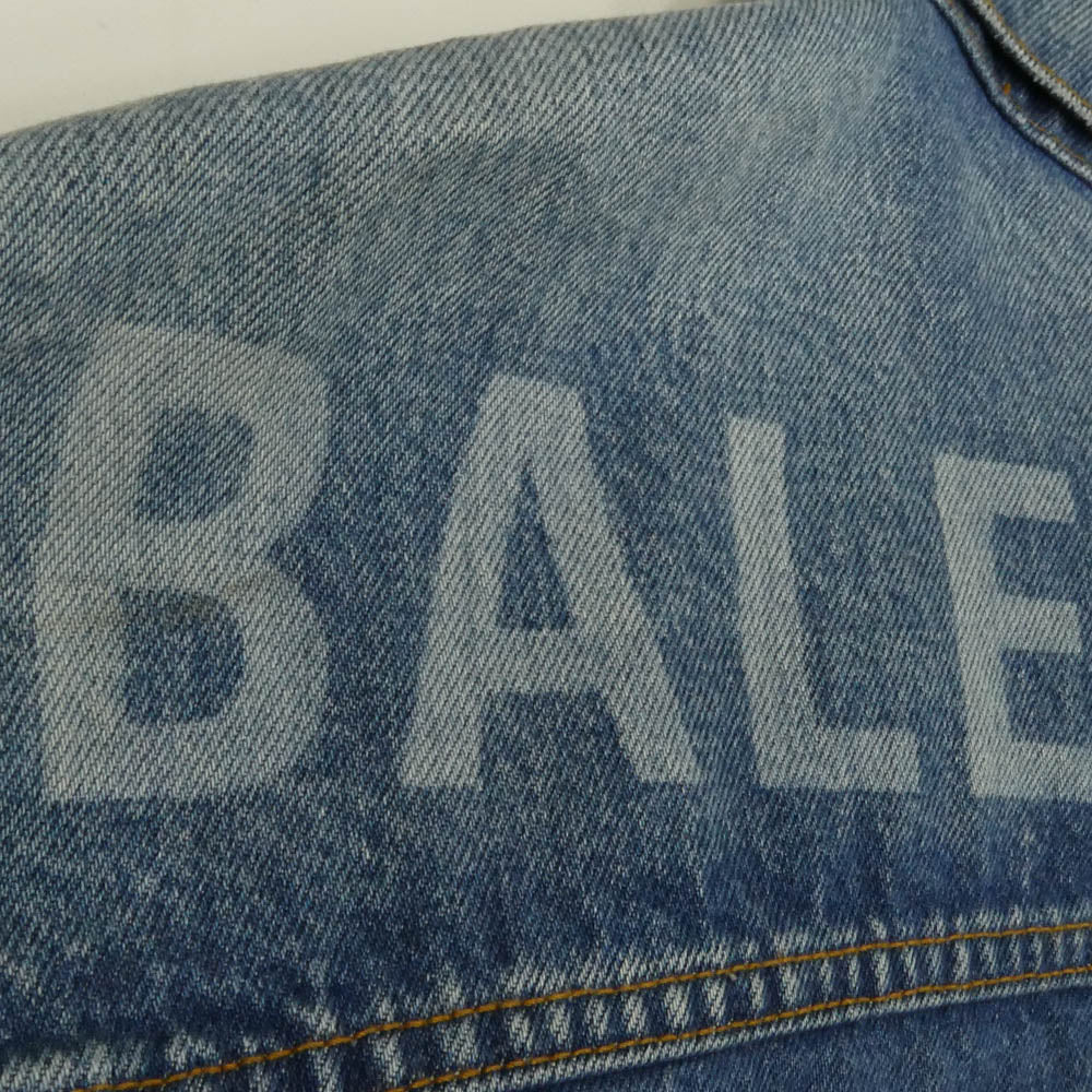 BALENCIAGA バレンシアガ 557388 TBP46 ダメージ加工 バックロゴ デニム ジャケット インディゴブルー系 34【中古】