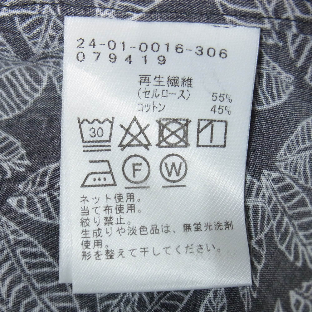 ブリッラペルイルグスト 木の葉総柄 オープンカラー 半袖 シャツ ブラック系 M【中古】