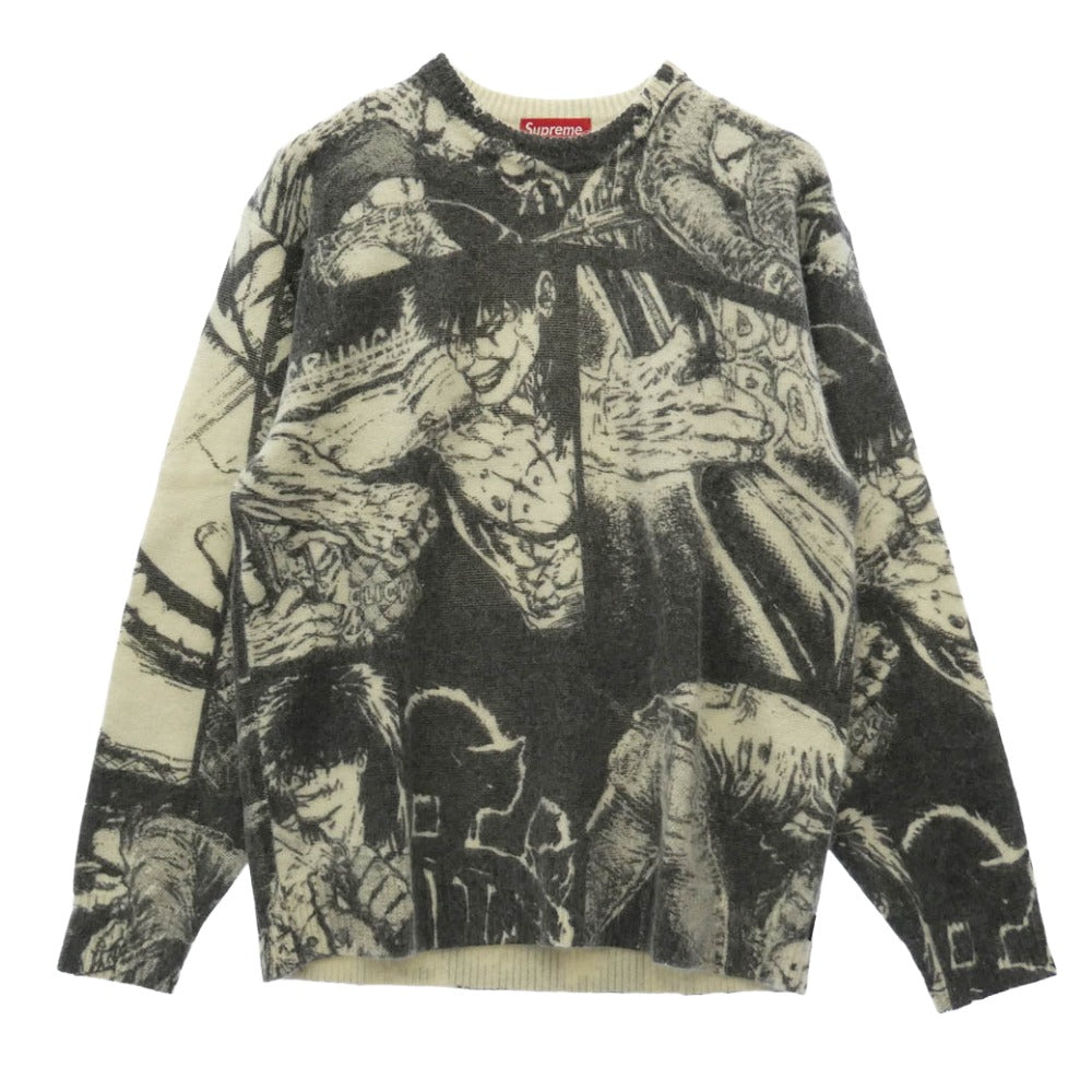 Supreme シュプリーム 21AW The Crow Sweater ザ クロウ セーター 総柄 ニット グレー系 Mサイズ【美品】【中古】 Supreme シュプリーム 21AW The Crow Sweater ザ クロウ セーター 総柄
