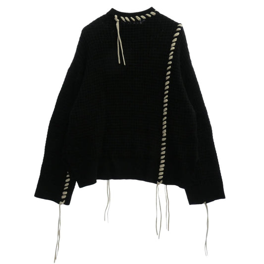 MAISON SPECIAL メゾンスペシャル 11212361338 鬼ワッフルクレイジー ステッチ ニット セーター プルオーバー ブラック系 ホワイト系 01【中古】