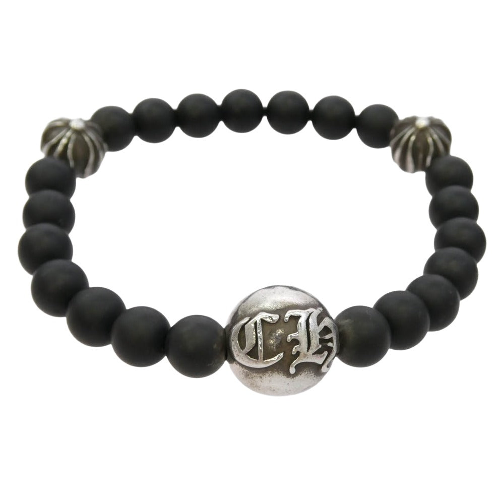 CHROME HEARTS クロムハーツ（原本無） 8ｍｍ BEAD クロスボール ビーズ ブレスレット シルバー系 ブラック系【中古】 CHROME HEARTS クロムハーツ（原本無） 8mm BEAD クロスボール