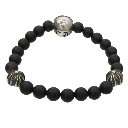 CHROME HEARTS クロムハーツ(原本無) 8mm BEAD クロスボール ビーズ ブレスレット シルバー系 ブラック系【中古】