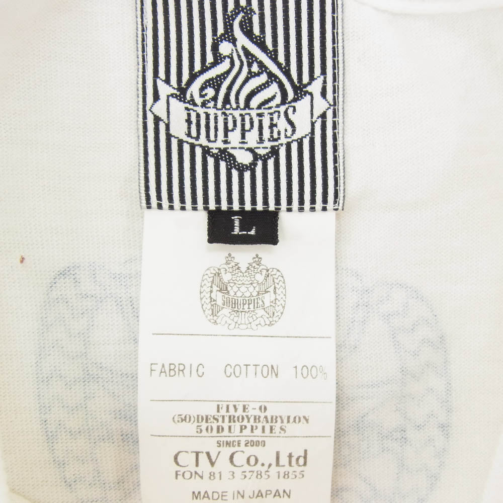 Five-O ファイブオー × DESTROY BABYLON × COVERT TECVISION 狂気なドナルド 半袖カットソー Tシャツ ホワイト系 L【中古】