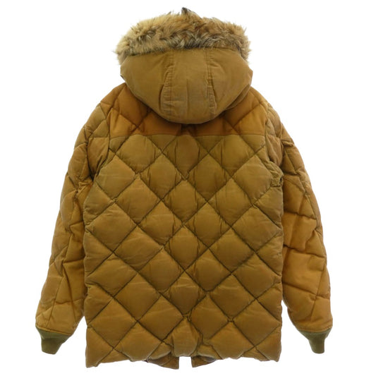 Nigel Cabourn ナイジェルケーボン 8021230050 × Eddie Bauer エディーバウアー GEDDES PARKER ドライワックスコーティング フード付き コヨーテ ファー付き ダウンジャケット 46 ライトブラウン系 46【中古】