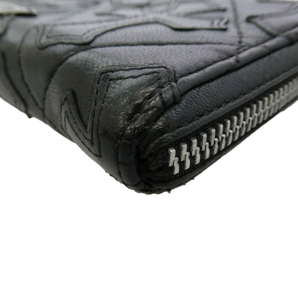 CHROME HEARTS クロムハーツ(原本無) REC F ZIP クロスパッチ キルティング ウォレット ブラック系【中古】