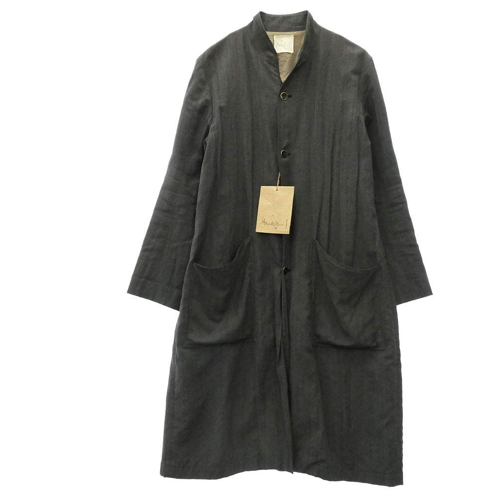アラキユウ Araki Yuu 2314 atelier coat ウール リネン アトリエ コート ブラック系 1【中古】 アラキユウ 2314 atelier coat ウール リネン アトリエ コート