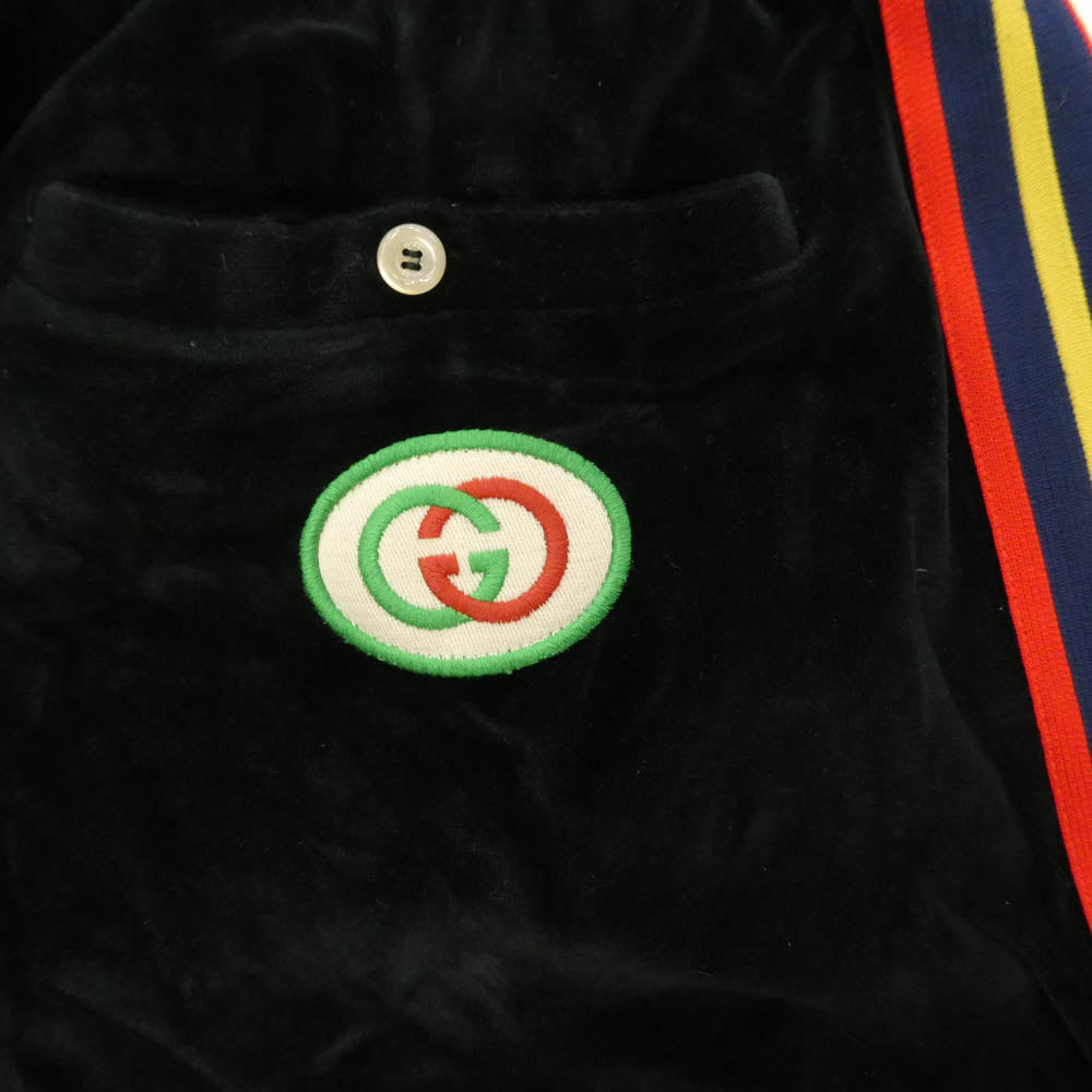 GUCCI グッチ 572917 XJA5W バックロゴ刺繍 シェリーライン ベロア ジョガー パンツ ブラック系 S【中古】