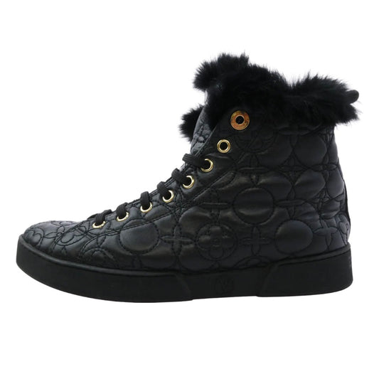 LOUIS VUITTON ルイ・ヴィトン 0167 モノグラム ファー ブロッサム ハイカットスニーカー ブラック系 36.5【中古】