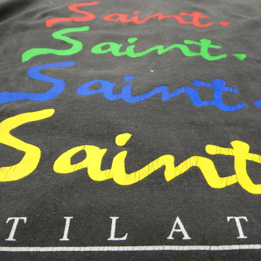 SAINT MICHAEL セントマイケル 25AW SM-HR1-0000-013 MULATED SS TEE マルチカラー ヴィンテージ加工 プリント 半袖 Tシャツ チャコール系 XXL【美品】【中古】