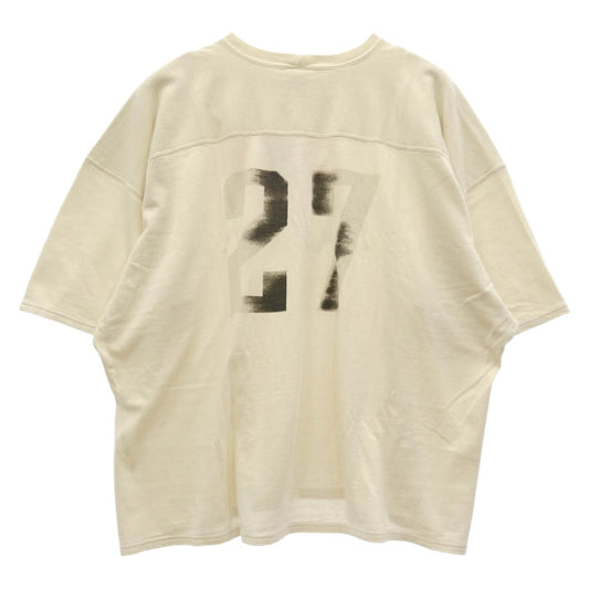 SAINT MICHAEL セントマイケル 26SS SM-MK8-0000-025 FOOT BALL SS T-SHIRT ヴィンテージ加工 プリント 半袖 Tシャツ ベージュ系 XL【美品】【中古】