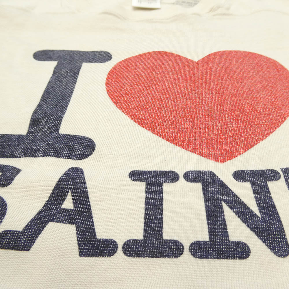 SAINT MICHAEL セントマイケル 26SS SM-MK8-0000-025 FOOT BALL SS T-SHIRT ヴィンテージ加工 プリント 半袖 Tシャツ ベージュ系 XL【美品】【中古】