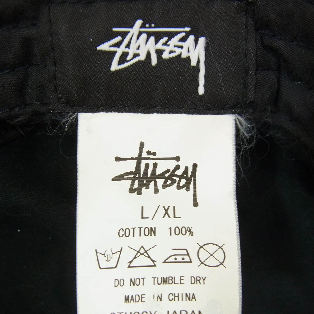 STUSSY ステューシー ロゴ刺繍 バケットハット 帽子 ブラック系 L XL【中古】