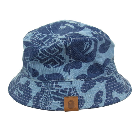 A BATHING APE アベイシングエイプ 001HTK201001M ASIA CAMO DENIM HAT アジアカモ デニム バケットハット 帽子 インディゴブルー系【中古】