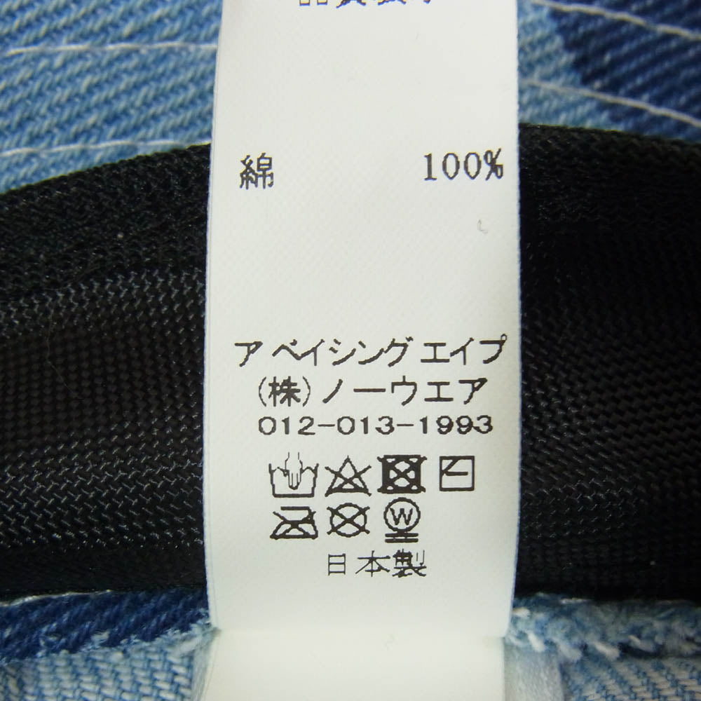 A BATHING APE アベイシングエイプ 001HTK201001M ASIA CAMO DENIM HAT アジアカモ デニム バケットハット 帽子 インディゴブルー系【中古】