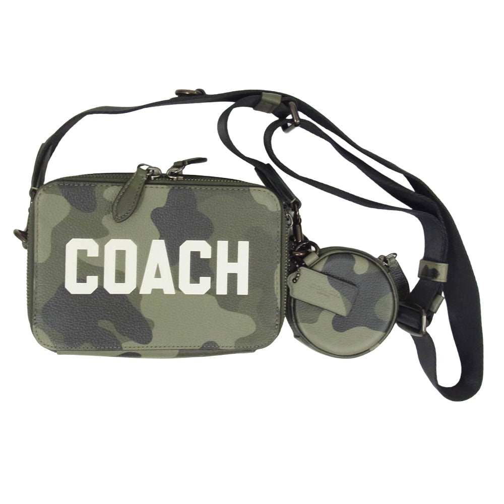 COACH コーチ CZ007 ポーチ付き チャーター クロスボディ 19 カモ プリント アンド グラフィック ショルダーバッグ カーキ系【中古】 COACH コーチ CZ007 ポーチ付き チャーター クロスボディ 19 カモ