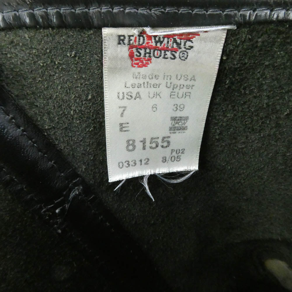 RED WING レッドウィング 8155 USA製 BLACK CHROME PECOS ペコス ブーツ ブラック系 us7【中古】