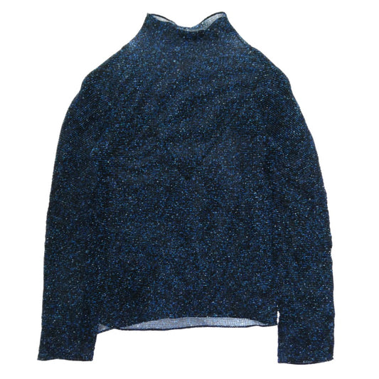 ISSEY MIYAKE イッセイミヤケ MI83FJ501 me ミー ボックスプリーツ 総柄 ボトルネック カットソー 長袖 ネイビー系 FREE【中古】
