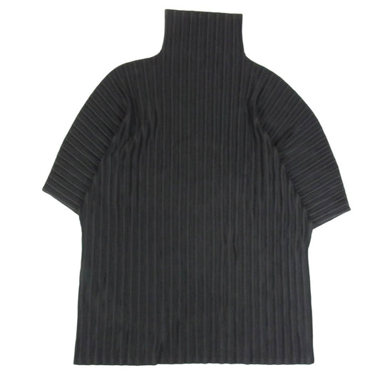 PLEATS PLEASE プリーツプリーズ イッセイミヤケ PP23-FT365 プリーツ加工 ハイネック ドルマンスリーブ 七分袖 チュニック トップス ブラック系 3【中古】