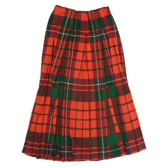 PLEATS PLEASE プリーツプリーズ イッセイミヤケ PP14-JG366 プリーツ加工 タータンチェック ロング スカート レッド系 1【中古】